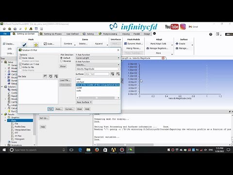 Exporting the velocity profile as a function of position in Ansys Fluent.