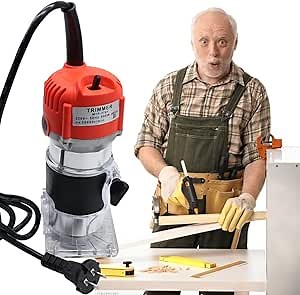 Compact Router Tools, Fixed Base Wood Router 30000 RPM 1/4" Collets 800W 220V Wood Trimmer Router Tool, Compact Wood Palm Router for Woodworking