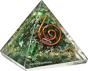 Amazing Gemstone Green Aventurine Orgone Pyramid - 30mm Small Orgonite Pyramids with Crystals and Healing Stones - Authentic Organite Gifts