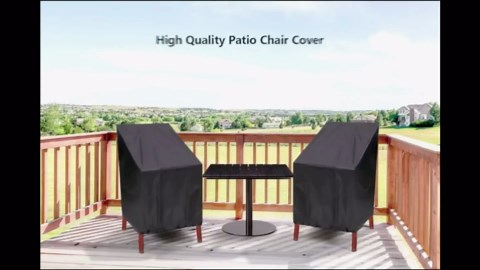 Outdoor Chair Covers, 2 Pack Waterproof Stackable Outdoor Chair Covers Dust Rain Snow-Proof High Back Patio Chair Covers Fits for 4-6 Stackable Dining Chairs, 25" W x 25" D x 47”H