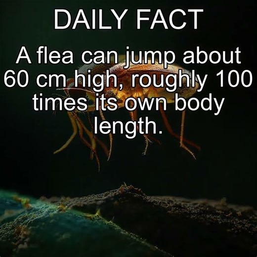 A flea can jump about 60 cm high, roughly 100 times its own body length.