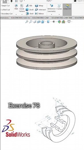 Pulley drive mechanism | Pulley design in solidworks