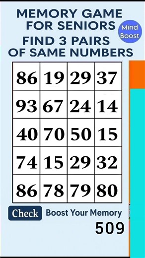 Brain Exercise for Seniors – Can You Keep Your Brain Sharp? | Match the Numbers