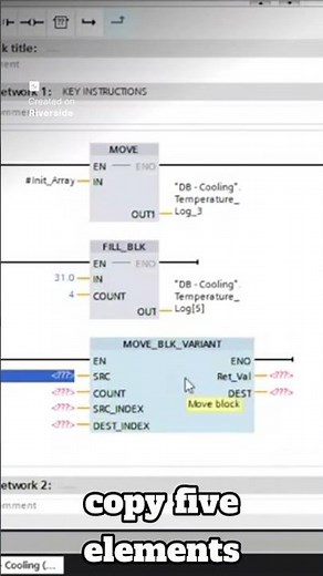 Copy Array Elements in TIA Portal with Move Block Variant #tiaportal #plctraining #siemenstiaportal