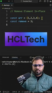 Remove array elements in-place like a pro. 💥 This is the kind of JS logic interviewers love to see. Follow Mohit Decodes #javascript #jsinterview #dsa #coding #mohitdecodes | MohitDecodes