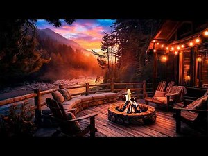 Riverside Cabin Retreat 🔥 Soft Campfire & Calm Flowing Water