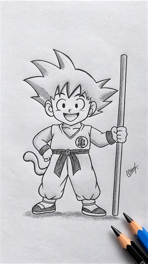 How to Draw Kid Goku 🐉 | Easy dragon Ball Goku Pencil Drawing Tutorial Step by Step for Beginners