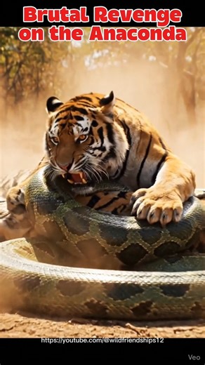 Tigers’ Revenge‼️The End of the Python That Swallowed the Tiger Cub #tiger​ #python​