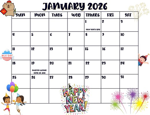 Cute 2026 Printable Calendar, Aesthetic Design (digital Download), Dated Calendar - Etsy