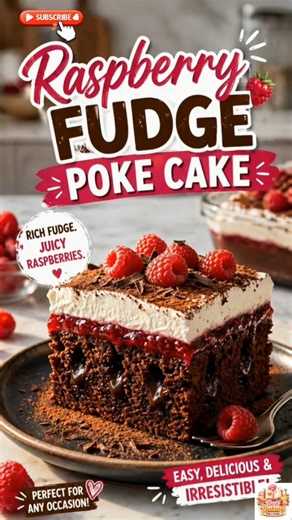 Raspberry Fudge Poke Cake 🍫🍓 | Easy & Irresistible Dessert Recipe