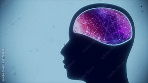 Cyberspace net in the head. Scientific medical animation