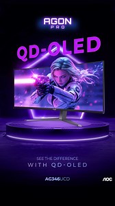 The AGON PRO AG346UCD with QD-OLED technology delivers breathtaking contrast, vibrant colour accuracy, and ultra-deep blacks to let you see every shadow and every spark in stunning detail.🤩 🎮Whether gaming, creating or just watching, this monitor offers game-changing true-to-life clarity and cinematic brilliance. See the difference to believe it.💪🏻 #AGONbyAOC #AGONPRO #AG346UCD #QDOLED #gaming #gamingmonitor | AGON by AOC