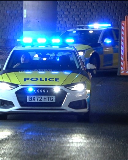2x #westmidlandspolice Audi A4s responding out of #cmpg Perry bar with “ANPR interceptor” on the matrix display. Both these vehicles are used by RPU, Roads Policing unit. #wmp #fyp