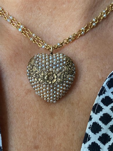Antique 14k Gold Seed Pearl Heart Brooch Pendant, Repoussé Floral Convertible Jewelry - Etsy UK