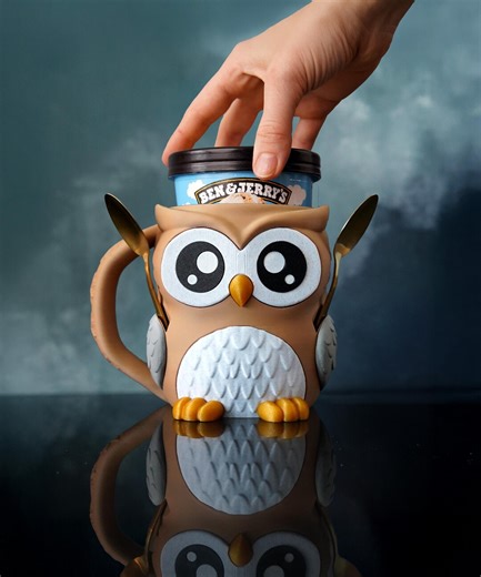 Owl Ice Cream Pint Holder | Owlfonso the Owl | Cute Ice Cream Cozy | Owl Kitchen Decor | Ice Cream Lover Gift - Etsy