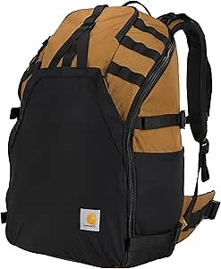 Carhartt 45L Nylon Internal Frame Hiking Backpack, Durable Camping & Backpacking Pack with Hydration Port, Camping Daypack for Men & Women, Brown