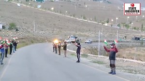 Swarnim Vijay Varsh, in a spectacular journey through the rugged terrains from Kargil to Padum Swarnim Vijay Varsh Mashal was given a zealous reception at 12000ft quaint & beautiful village Rangdum situated in the midst of magnificient Suru Valley in the shadow of NunKun & KiaRi mountains Ladakh. | State Observer