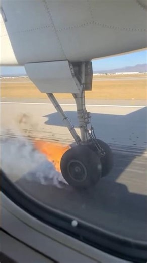 Plane Tire Catches Fire and Bursts During Landing 😱✈️ | Real Footage#PlaneLanding#PlaneTireFire#Whel