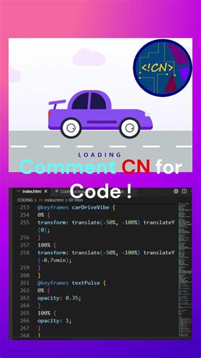 🔥 Car Loader CSS Animation Only HTML & CSS #coding #webdevelopment #htmlcssjs #shorts