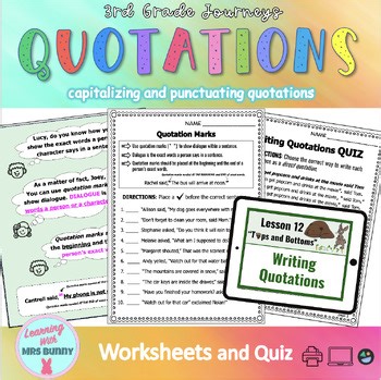 Quotation Marks Worksheets Test Digital • Print 3rd Grade Journeys Lesson 12