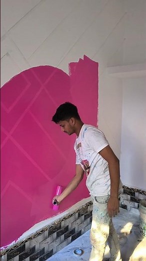 wall painting Pink colour fast code 🏡 #art