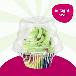 Katgely Individual Cupcake Container - Single Compartment Cupcake Carrier Holder Box - Stackable - Deep Dome - Clear Plastic - BPA-Free- (300)