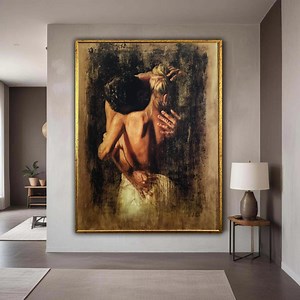 Intimate Embrace Canvas Wall Art, Romantic Couple Hug Painting, Sensual Figurative Art, Emotional Canvas, Home Décor Gift Art, Home Decor - Etsy