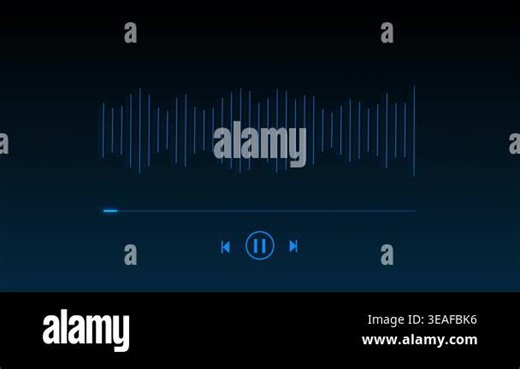 Interface showing animated music waveform pulsing to beat. glowing blue lines reflects digital audio playback system, emphasizing simplicity, clarity, rhythm-driven visualization modern application Stock Video Footage - Alamy