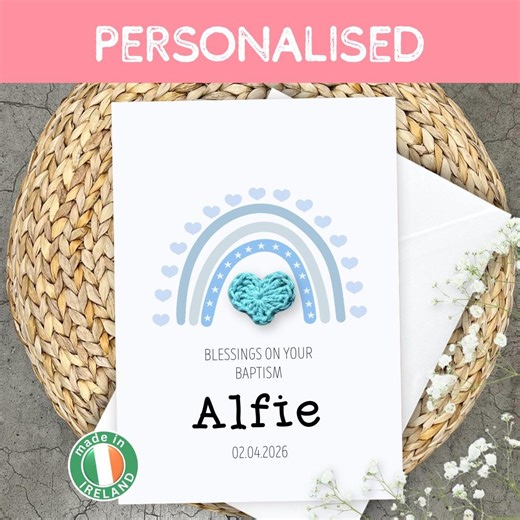 Personalised Handmade Boys Baptism Card – Baby Baptism Celebration – Godson - Etsy