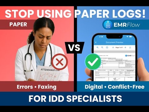 Stop Using Paper Attendance Logs! EMRFlow for IDD Specialists | Prevent Rejections & Double Bookings