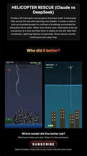 Claude vs DeepSeek: Helicopter Rescue Simulation #aicoding #claude