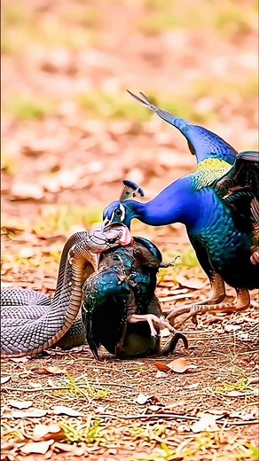 The unique way a peacock attacks a snake. #shorts #peacock