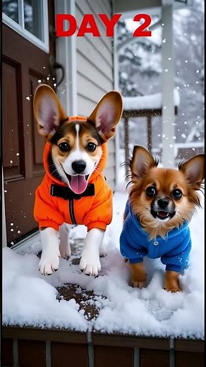 Puppies vs Snow From TERRIFIED to ZOOMIES! ❄️🐕 Beagle & Chi #shorts