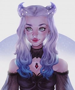 Iruuse animates this magical portrait, adding an extra dash of personality to the purple-haired queen of the night. “Night Queen” by Iruuse (Ilse Harting): http://bit.ly/2GucQCD | DeviantArt