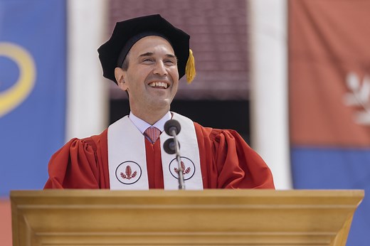 President Jonathan Levin addresses the Class of 2025 at Commencement