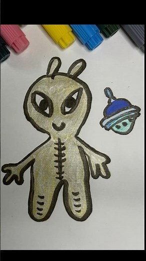 Drawing a Cute Golden Alien! 🛸 #trending #viralshorts #shortsfeed #shorts #satisfying #artshorts