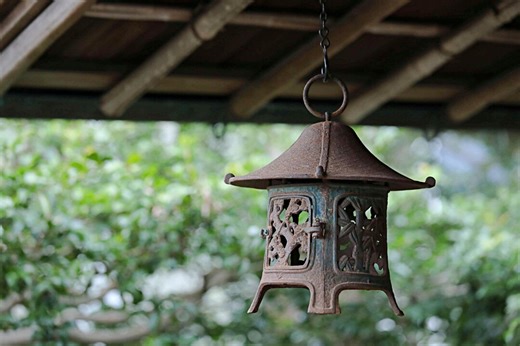 Japanese Vintage Cast Iron Metal Lantern, Garden Lamp, Hanging Lantern Furniture Tsuridoro Andon With Pine Bamboo Fretwork H10.2in/h26cm - Etsy