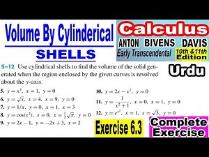 Volume of cylindrical Shells || Exercise set 6.3 || Calculus by Howard Anton