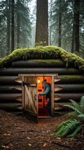 Hidden Log Cabin in the Forest Restoration (Secret Underground Bunker Build Timelapse)