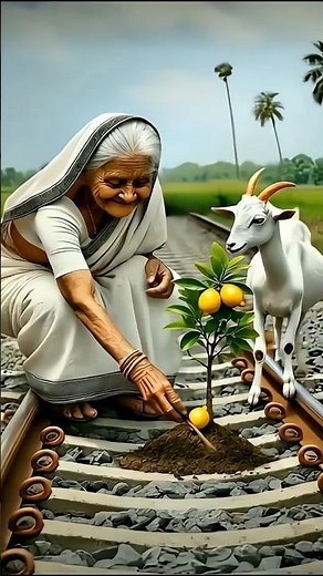 Grandmother and goat planted a lemon tree 😭 #goat​​ #grandmother​​ #ai​​