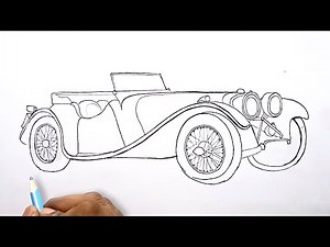 How to Draw a Classic Vintage Car 😍 | Old model Car Drawing Step by step| Easy Car Drawing