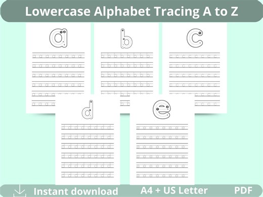 Lowercase Alphabet Tracing Worksheets A–Z, Printable Letter Writing Practice - Etsy