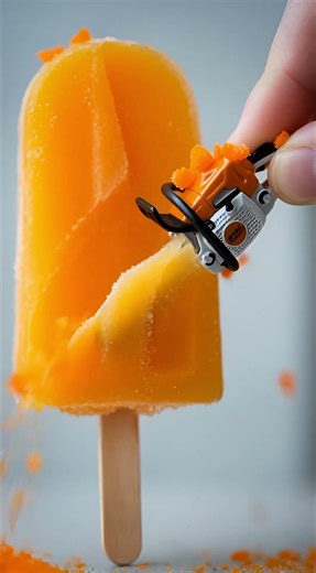 REAL Miniature STIHL Chainsaw vs. Frozen Popsicle ❄️🪚
