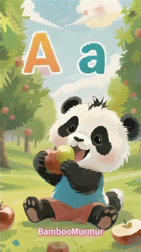🐼 ABC Phonics for kids 🍎 A-a-apple, Bam eats an apple, a red, yummy apple. 😋