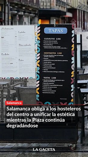 La Gaceta de Salamanca on Instagram: "➡️ Unificación estética de la hostelería en el entorno de la Plaza Mayor y la Rúa: mos bares deberán eliminar carteles y adhesivos y mostrar en el exterior una única carta de menú, con un formato ya aprobado por Patrimonio. El objetivo es reducir el impacto visual y acabar con la variedad de colores y soportes que desentonan en el casco histórico, una adaptación que también afectará a paravientos y fachadas a lo largo de este año. Mientras se exige homogenei