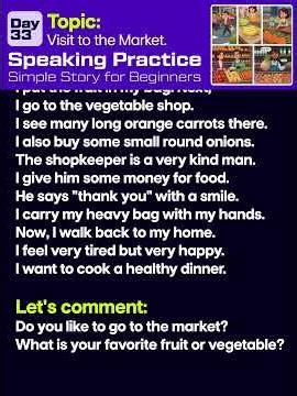 English Speaking Practice for Beginners | 20 Easy Sentences About Market