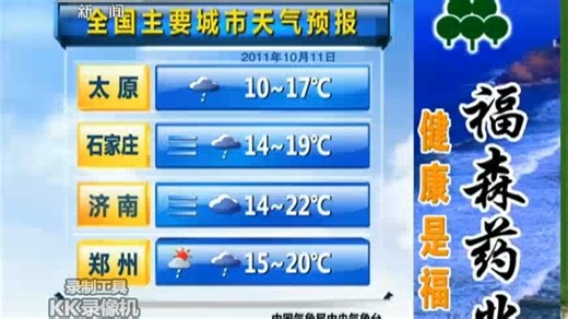 全国主要城市天气预报 2011.10.11
