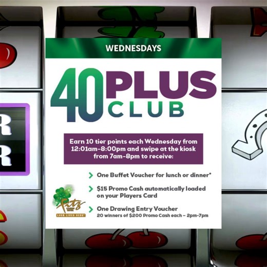 40 Club Wednesdays at Fitz! 🎉 Exclusive rewards, great games, and extra fun just for you—because age has its perks! *Visit the Cage-Players Club for rules. Must be 21. Gambling Problem? Call 1-800-522-4700.* | Fitz Casino Tunica