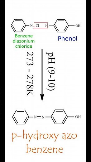 Coupling Reaction | Benzene diazonium chloride with Phenol | p -hydroxy azon benzene | Class 12 |