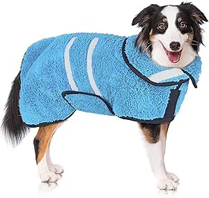 Dog Bathrobe Super Absorbent Dog Towels for Drying Dogs Large Quick Drying Puppy Robes for After Bath Soft Puppy Towel Adjustable Dry Coat to Keep Warm(S-XXL)